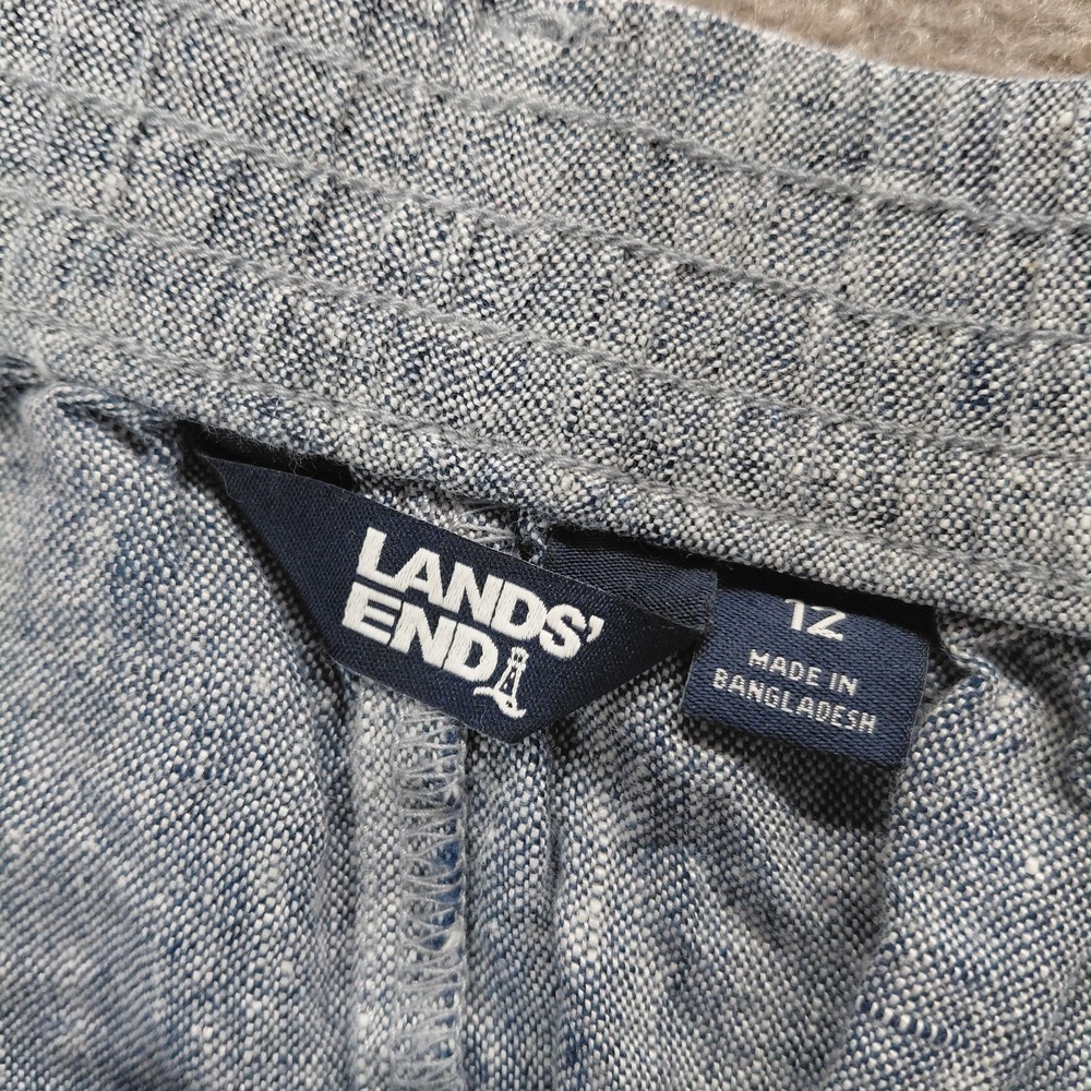 Lands End 100% Linen Flowy Skirt 12 A-Line Button Front Preppy Beachy Coastal - Picture 7 of 9